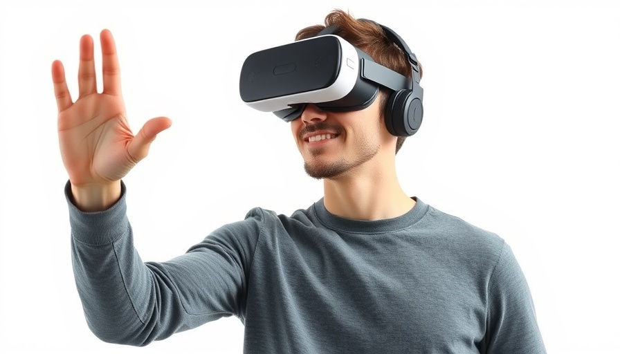 Social Media Marketing with AR and VR concept featuring a man with VR headset.