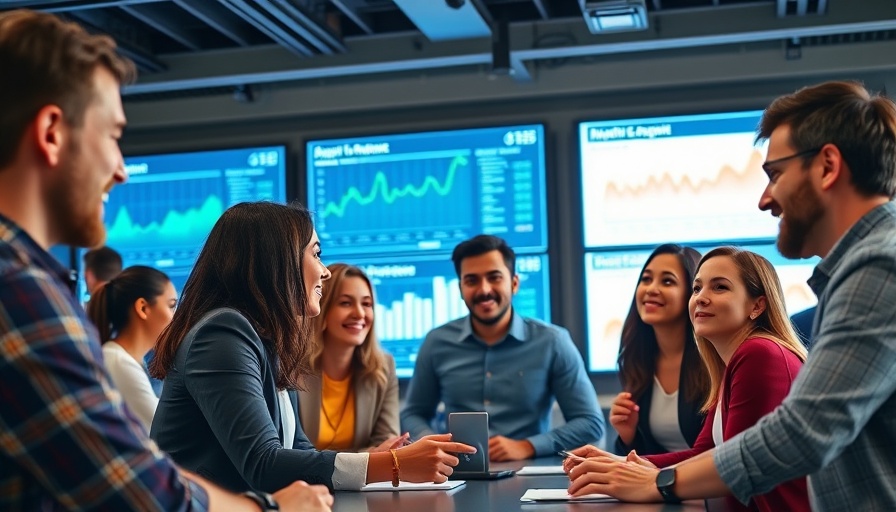 Diverse team collaborates on startup success strategies in a modern office.