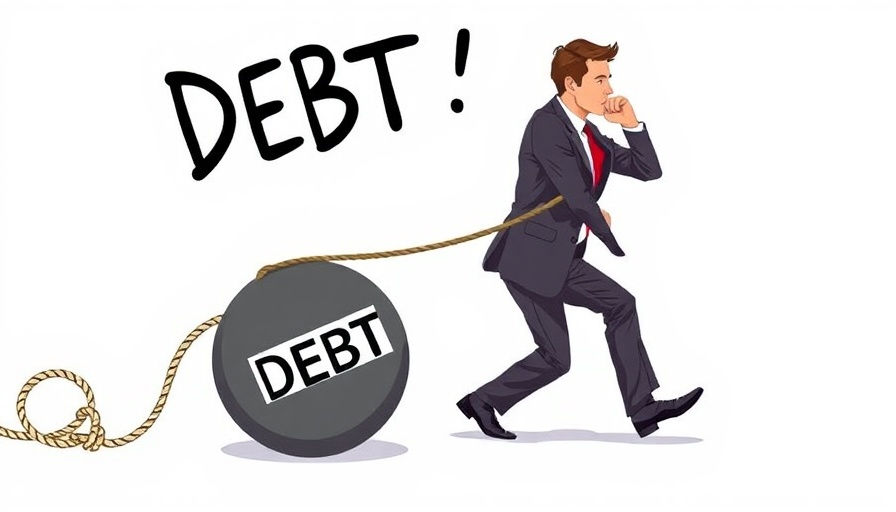 Illustration of restructuring personal debt with a businessman pulling a debt weight.