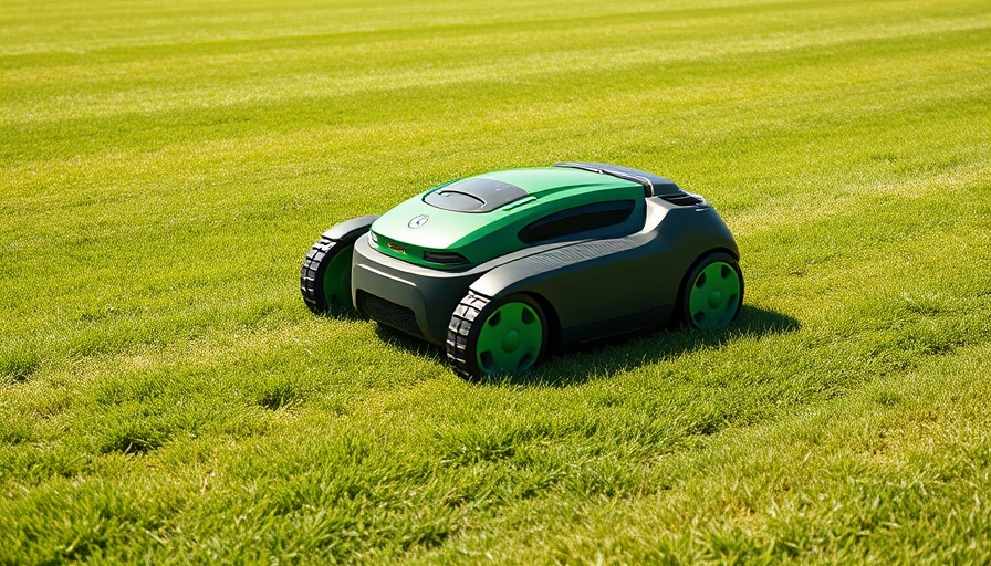 Automated green lawn mower for effortless outdoor maintenance.