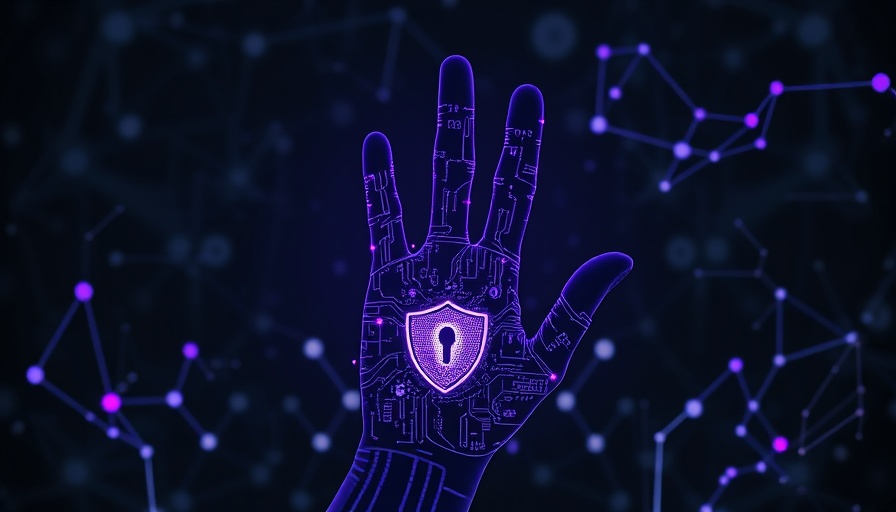 Futuristic digital handprint illustrating investing in antivirus software for businesses.