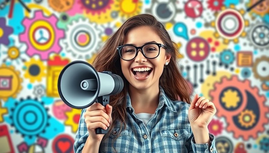 Influencer marketing SEO best practices concept with woman and megaphone.