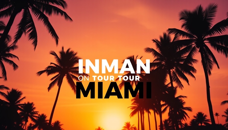 Inman On Tour Miami with palm trees at sunset.