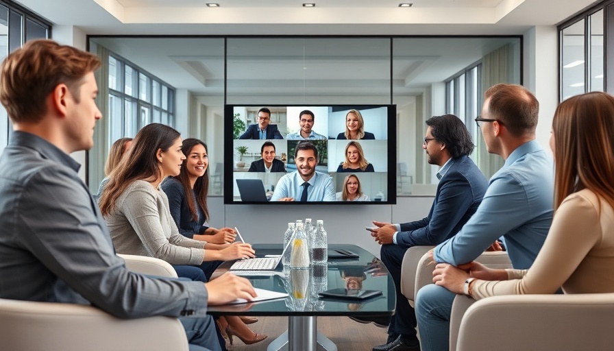 Business team using softphone app for video conference meeting.