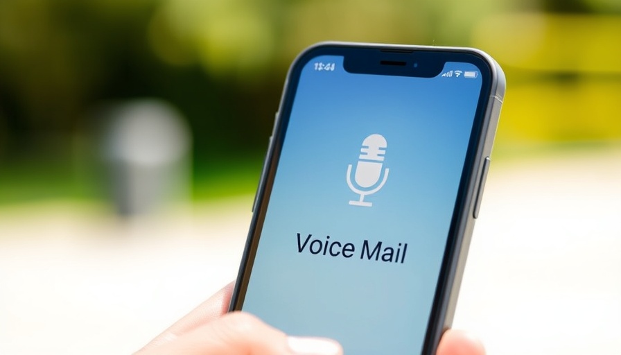 Close-up of a phone with voicemail app open in hand, outdoor setting.