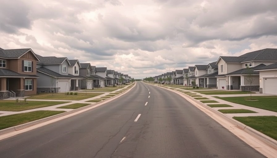 Save 20% on New Construction Homes in suburban neighborhood, fresh pavement.