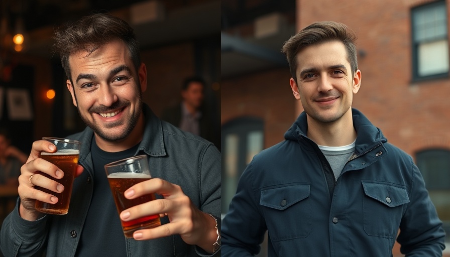 Unrelated casual portraits of two men in a split image with distinct settings