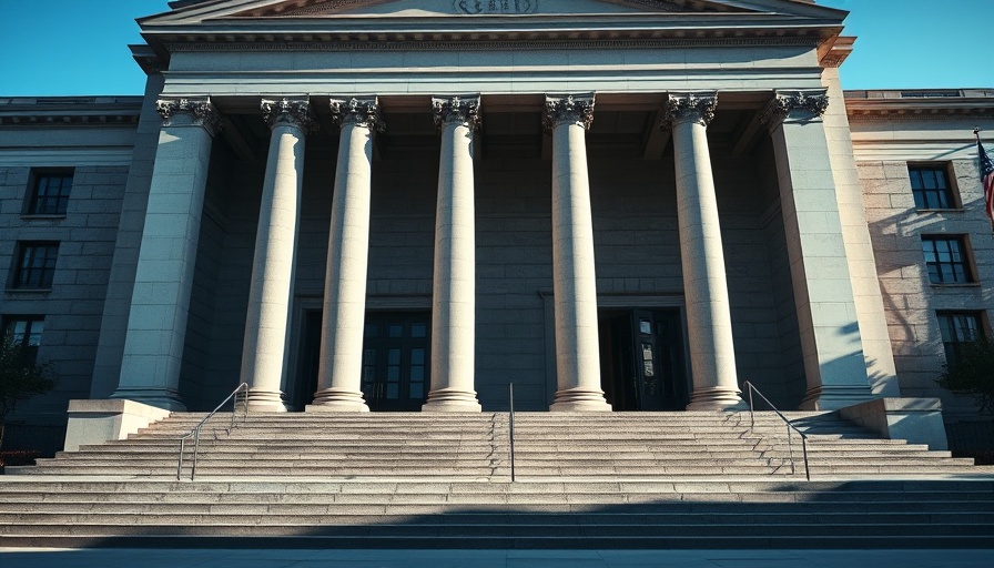 Courthouse entrance with columns, related to Hanna Holdings buy-side commission lawsuit.