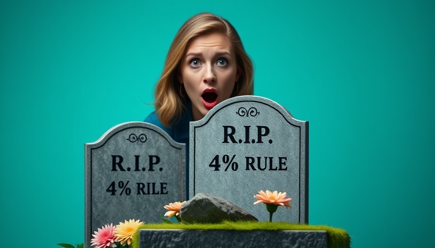 Shocked woman reacting to 'R.I.P. 4% Rule' on gravestone.