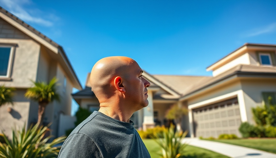 Thoughtful man analyzing real estate deal in front of house.