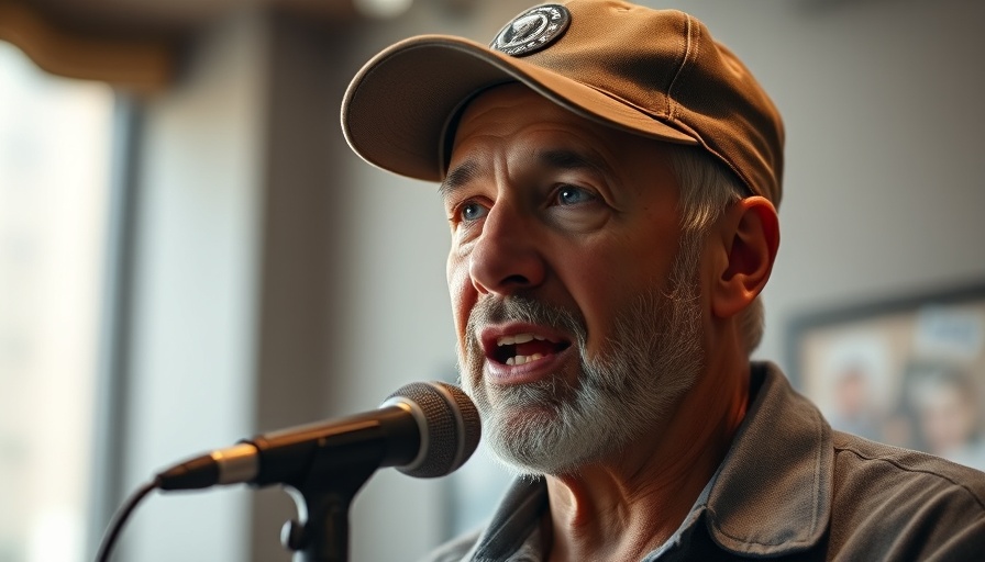 Middle-aged man discusses Facebook ad placements, speaking into a microphone.