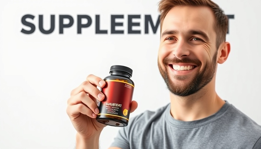 Smiling man promoting supplements, supplement marketing on social media.
