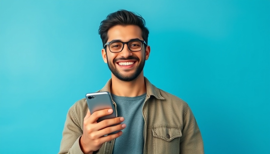 Deinfluencing trends concept with smiling man on phone.
