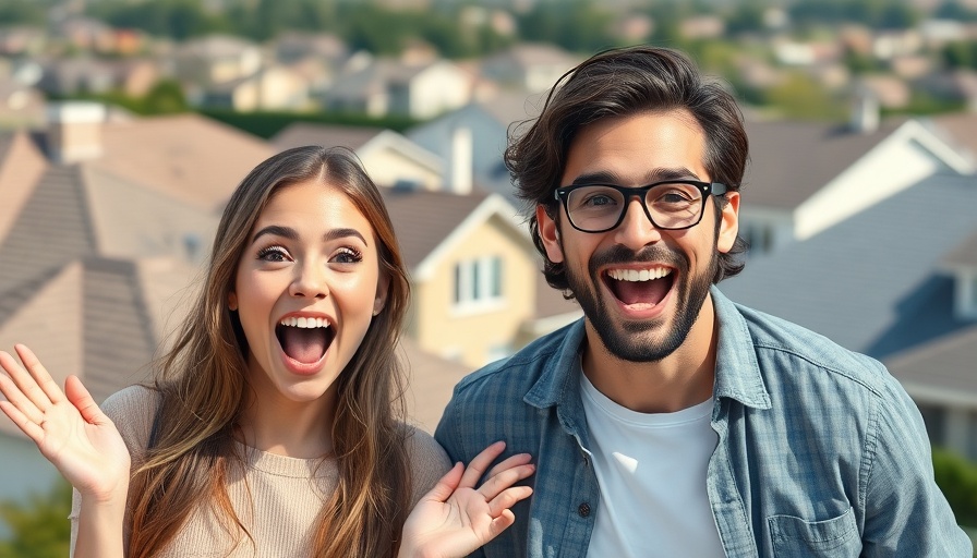 Excited couple discussing cash flow from rental properties.