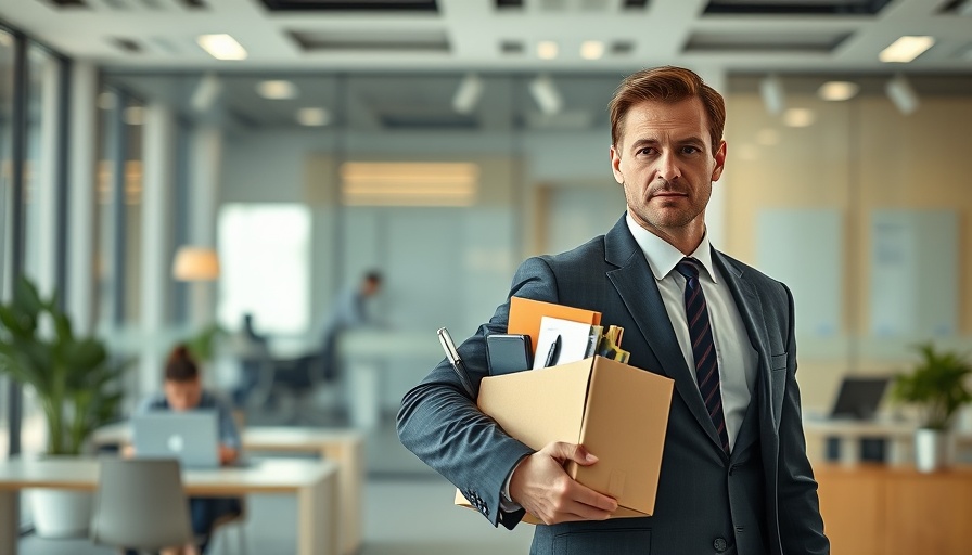 Professional man in office carrying box of supplies, best practices.
