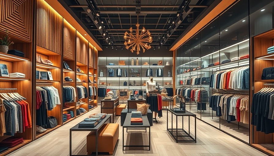 Chic retail store layout with modern clothing displays.