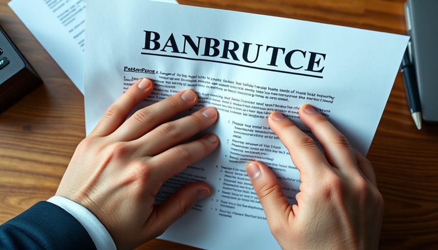 Filing Business Bankruptcy Guide: Hands holding paperwork and calculator.