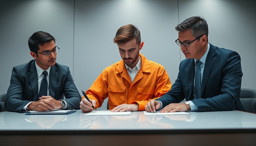 Young man signing documents with professionals, small business grants for former felons.