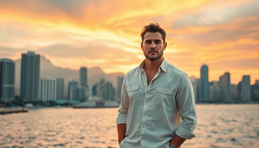 Miltiadis Kastanis returns to Compass, standing confidently by a coastal cityscape.