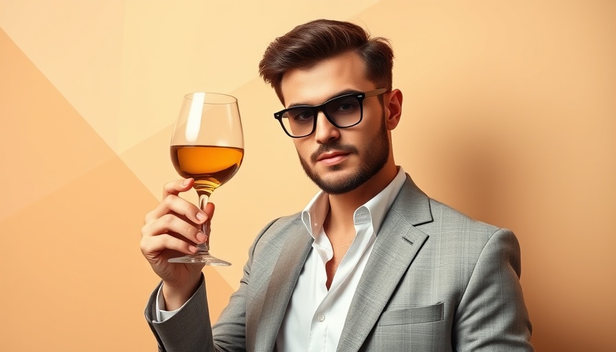 Stylish man with wine glass, influencer marketing strategy theme.