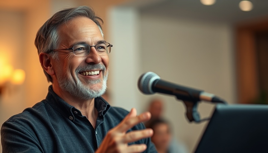 Person discussing conversion leads with microphone, indoor setting.