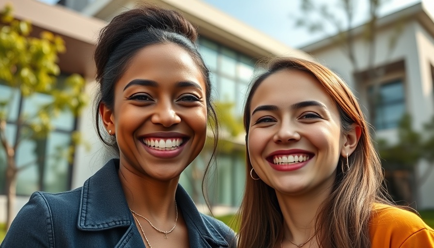 Smiling women in front of modern homes representing $6,000 Monthly Cash Flow success.