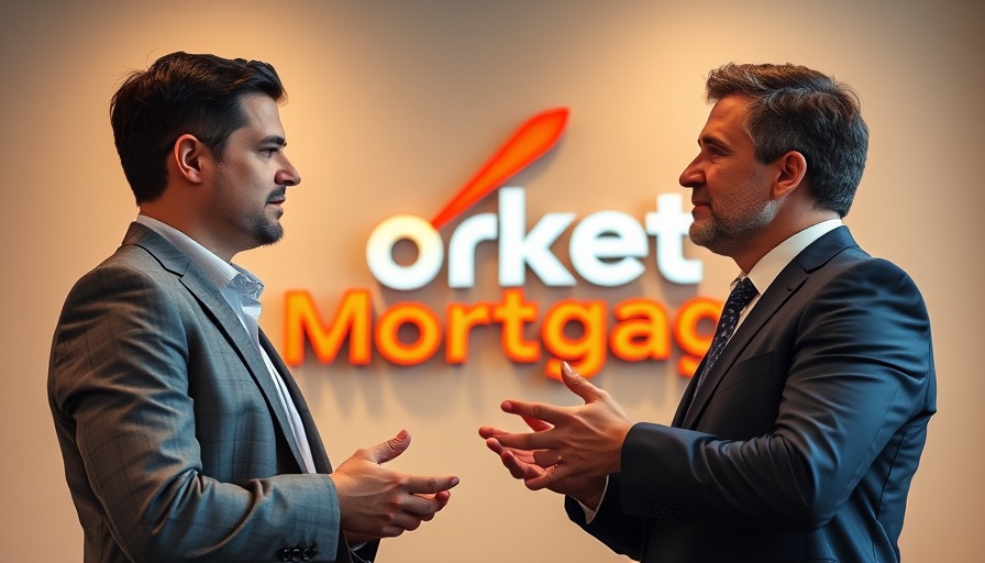 Business discussion with Rocket Mortgage backdrop
