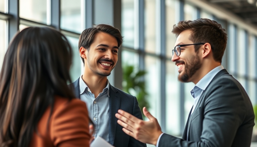 Young professional smiling during new hire orientation in office.