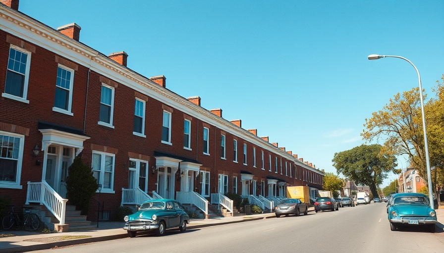 Charming brick townhouses on a serene street.