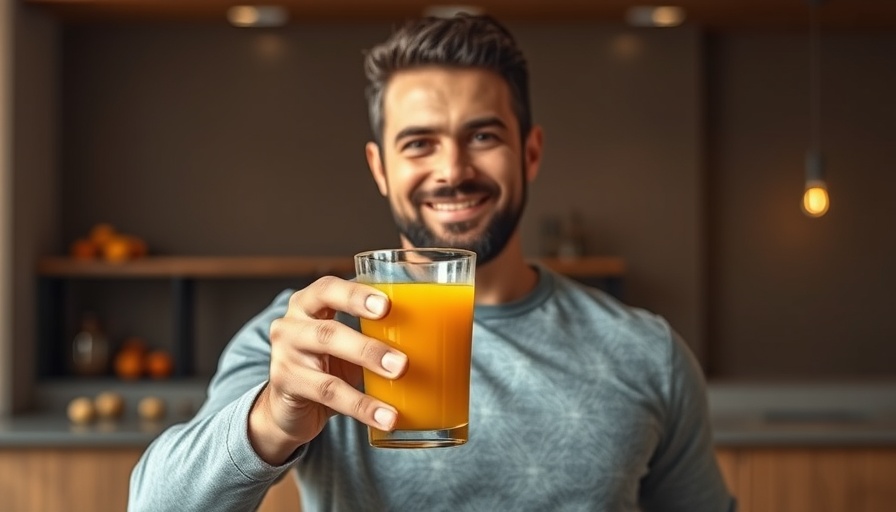 Social media marketing strategies for supplements with man holding juice.
