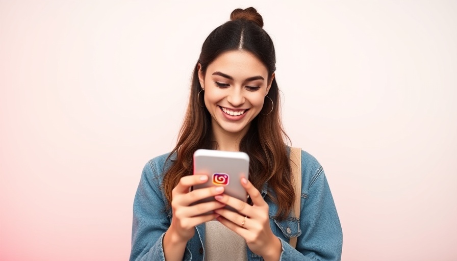 Young woman using smartphone promoting Instagram AI Partnership Ads.