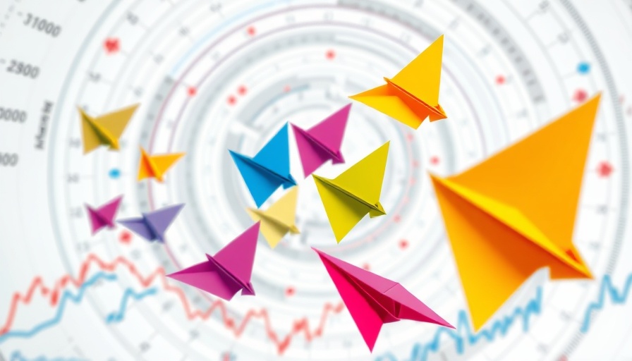 Colorful origami planes in a spiral chart, illustrating real estate market changes.