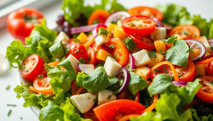 Vibrant vegan salad promoting influencer marketing.