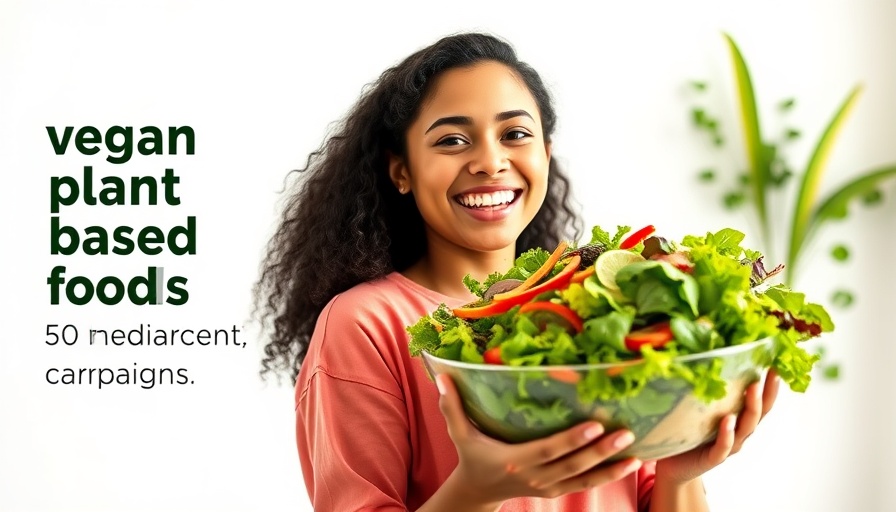 Cheerful woman promoting vegan social media marketing campaigns.