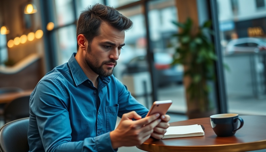 Instagram Verification Process: Person typing on phone with coffee nearby.