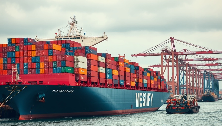 Cargo ship at port illustrating tariff impacts on real estate.