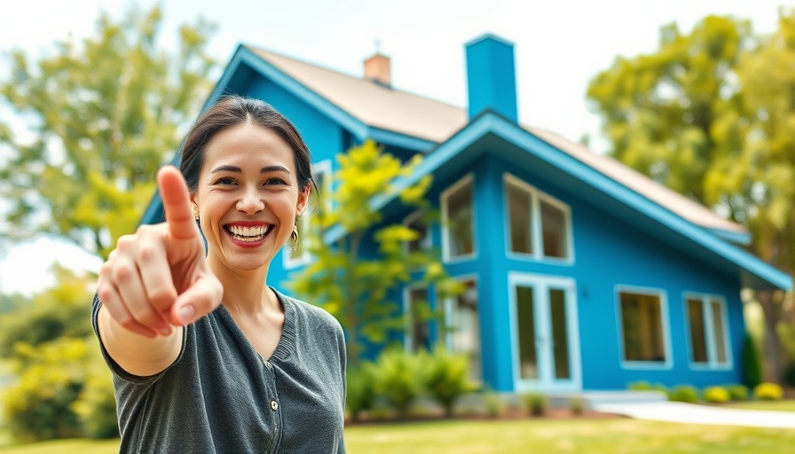 Find Real Estate Deals That Cash Flow with a smiling woman pointing to a house.