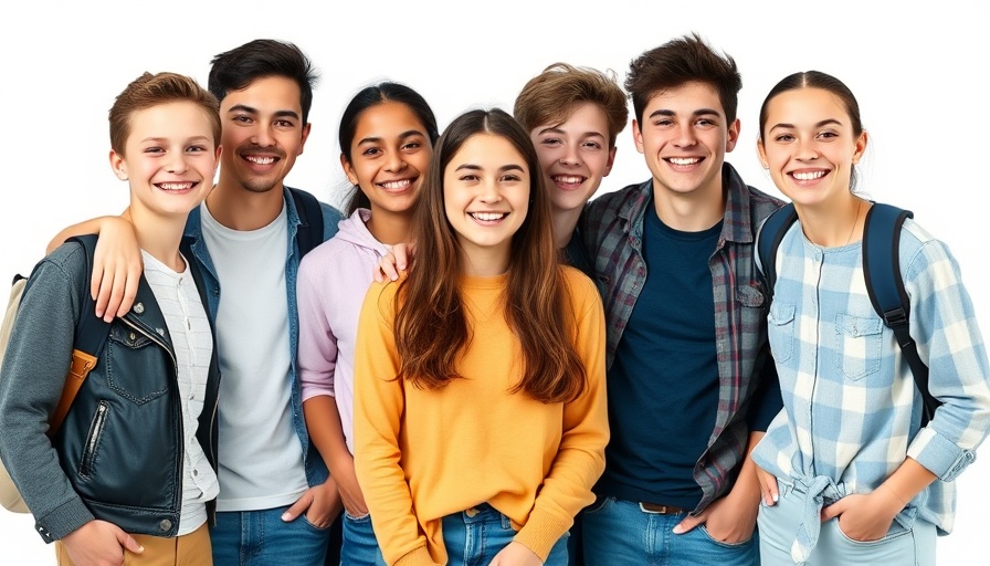 Teen account protections concept with smiling teenagers on social media.