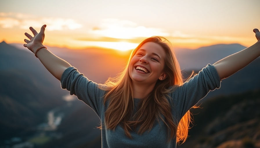 Joyful woman at sunrise representing mindset strategies for real estate success.