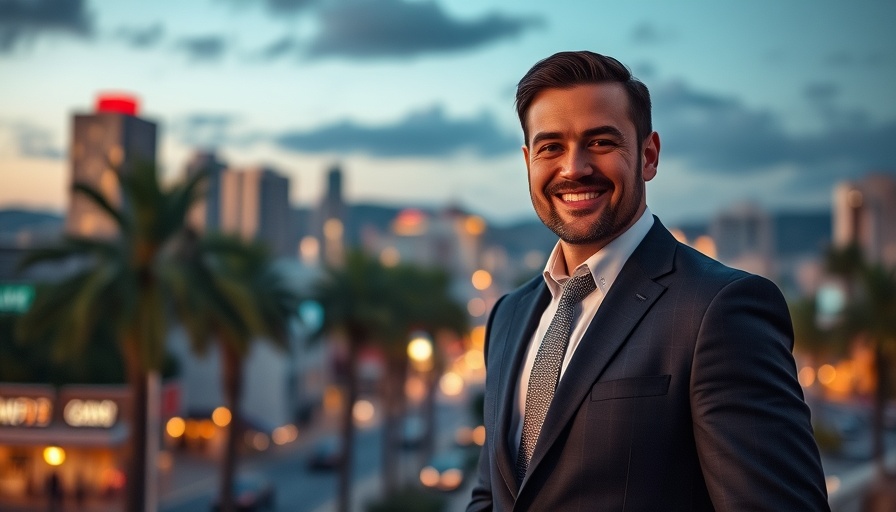 Man in suit near cityscape at dusk, Paul Salazar moves to Compass.