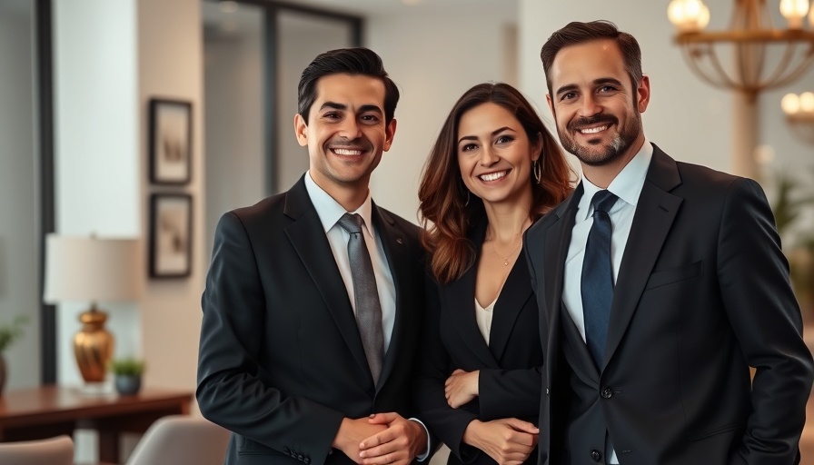 Leadership change in real estate with two smiling professionals.
