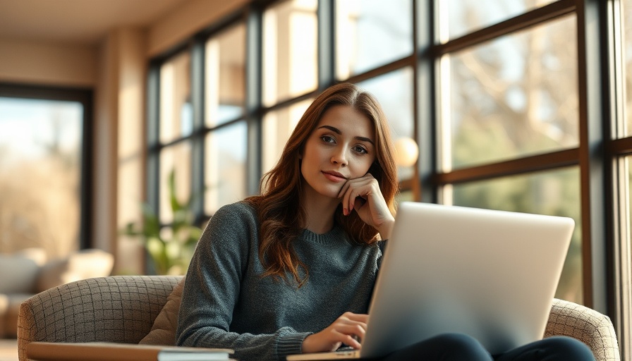 Young woman contemplating rising mortgage rates, sitting at home.