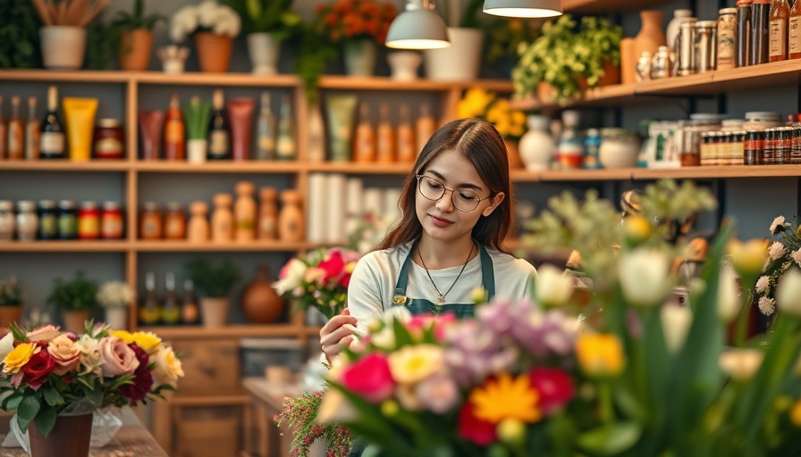 Florist arranging flowers to increase profitability in a small business.