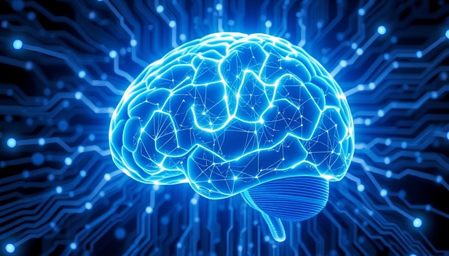 Conceptual image of AI and Cybersecurity for Entrepreneurs, digital brain and circuits.