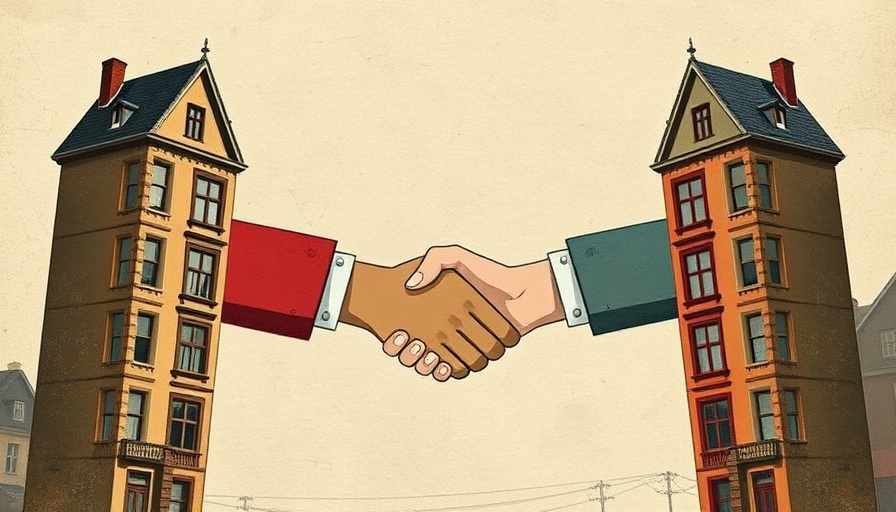 Abstract handshake between buildings symbolizing a New Jersey AG lawsuit RealPage issue.