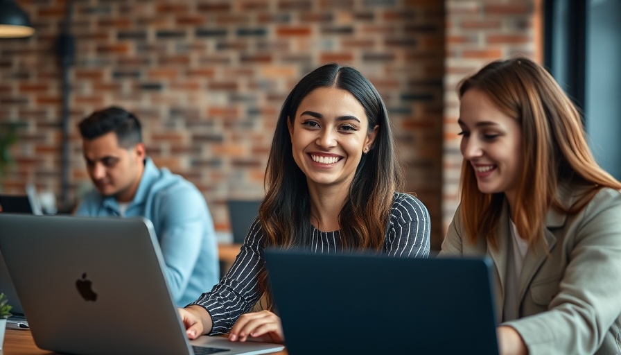 Smiling young woman working with colleagues in modern office, essential steps to start a business.
