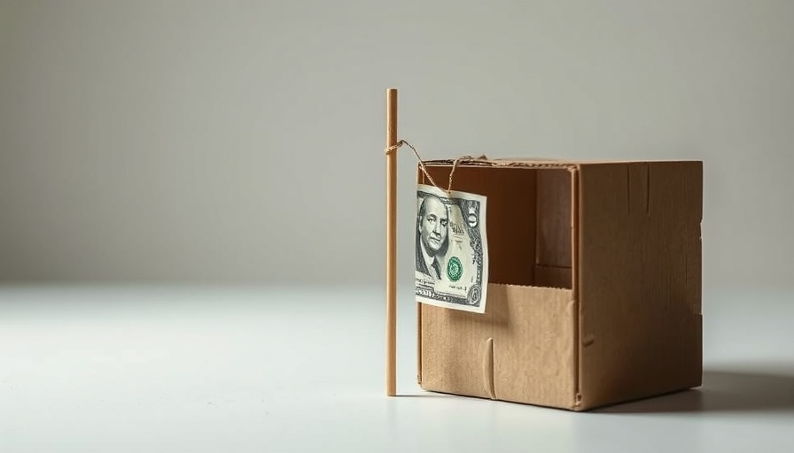 Cardboard box trap with $50 bill bait, symbolizing middle-class trap.