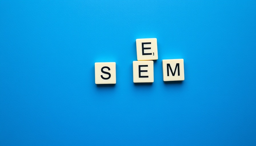 Letter tiles spelling SEO and SEM on a blue background for blog SEO.
