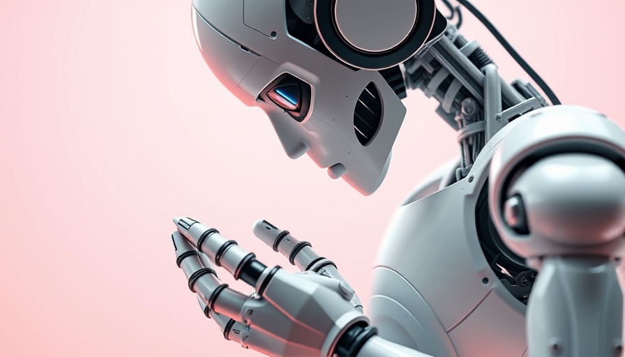 Futuristic humanoid robot holding object, Pinterest Gen AI Labels theme