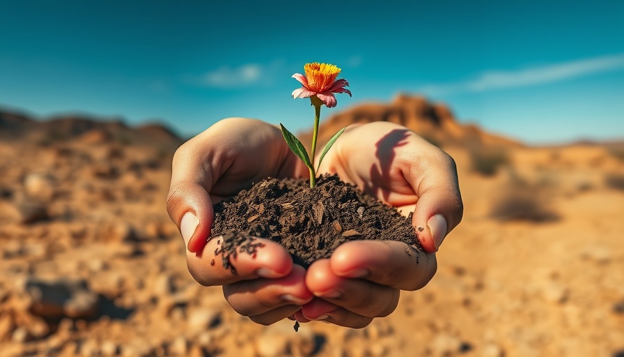 Hands hold flower in desert, symbolizing daily habits eliminating transaction droughts.